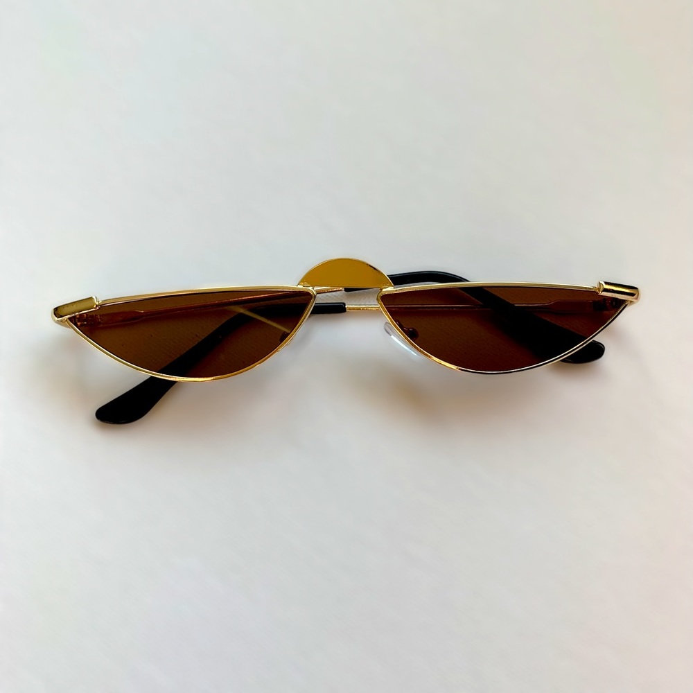 Brown and Gold Half Moon Crescent Sunglasses